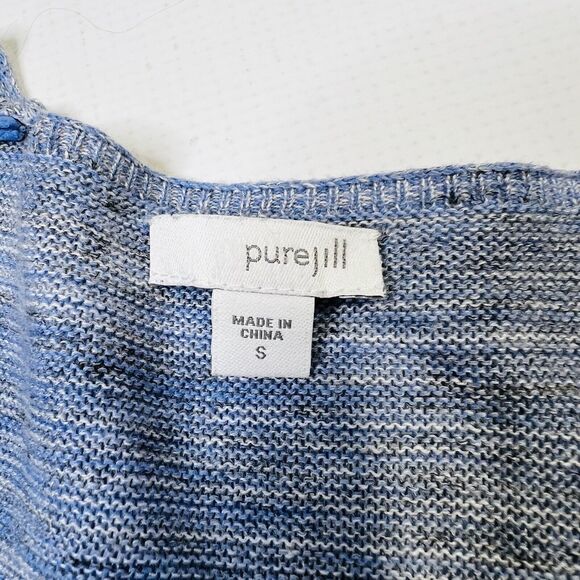 J. Jill Tunic Sweater Top Sm Cotton Linen Long Blue V-Neck Drapey Knit Lagenlook - Picture 9 of 11